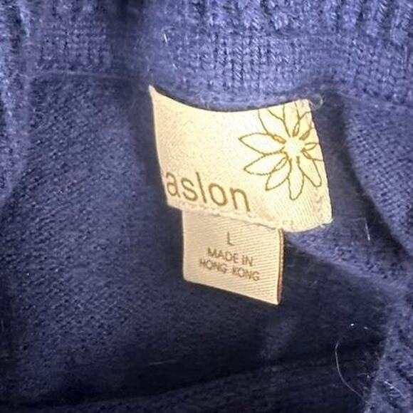 Vintage Caslon Navy Blue Ribbed Knit Turtleneck Sweater Size Large - Picture 3 of 5